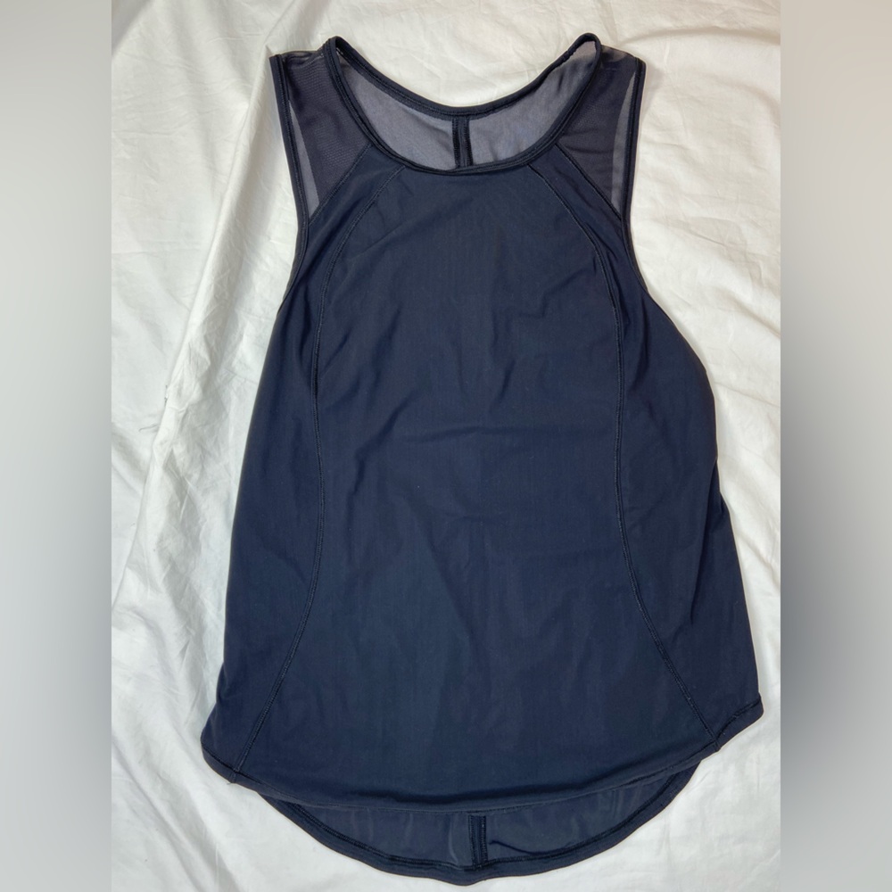 LuluLemon Sculpt Tank Black Top Open Mesh Size 10 Loose fitting
